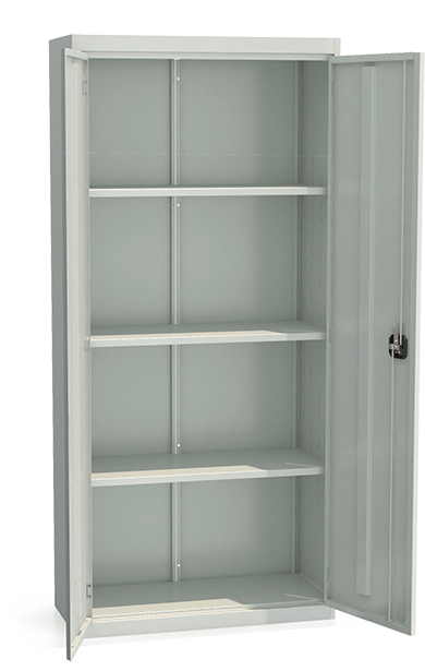 Архивный шкаф металлический — ШХА-850(50), 1850x850x500 двухстворчатый с 3 полками, RAL 7035, серый